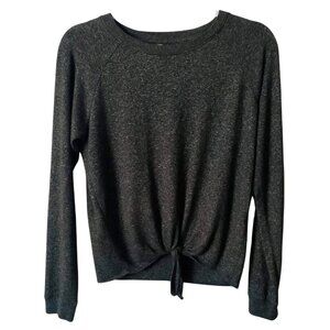 Live Love Dream Super Soft Knot front Gray Sweater sz Small S Marled Heather EUC